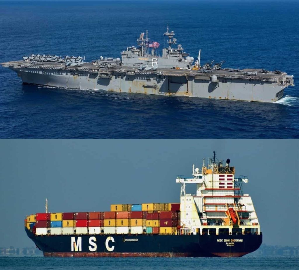 navy ship & cargo ship